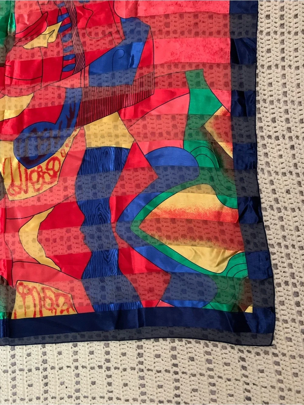 Vintage Picasso Abstract Big Bold Square Silk Scarf Tapestry